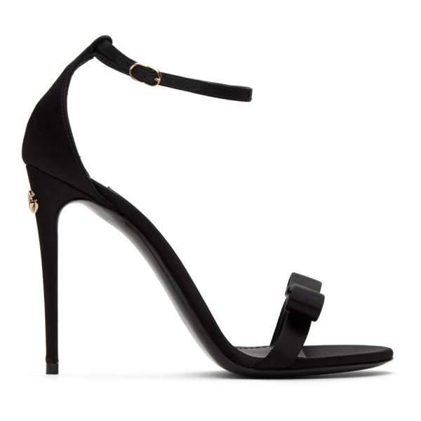 돌체앤가바나 Dolce&Gabbana Black Satin Bow Heeled Sandals 232003F125009