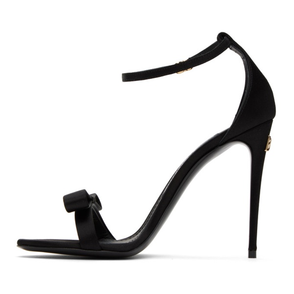 돌체앤가바나 Dolce&Gabbana Black Satin Bow Heeled Sandals 232003F125009