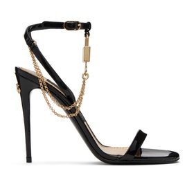 Dolce&Gabbana Black & Gold Padlock Heeled Sandals 232003F125006