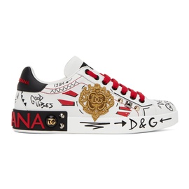 Dolce&Gabbana White & Red Portofino Sneakers 241003M237006