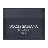 Dolce&Gabbana Navy Calfskin Logo Card Holder 241003M163001