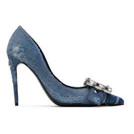 Dolce&Gabbana Blue Patchwork Denim Heels 241003F122001