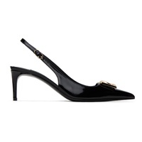 Dolce&Gabbana Black Polished Calfskin Slingback Heels 241003F122005