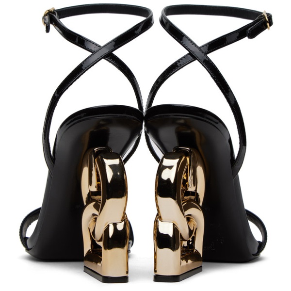 돌체앤가바나 Dolce&Gabbana Black Patent Leather Heeled Sandals 241003F122000
