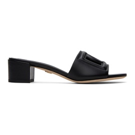 Dolce&Gabbana Black Calfskin DG Logo Heeled Sandals 241003F125001
