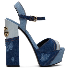 Dolce&Gabbana Blue Patchwork Denim Platform Heeled Sandals 241003F125003
