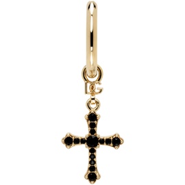 Dolce&Gabbana Gold & Black Cross Single Earring 241003M144000