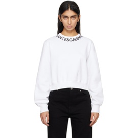 Dolce&Gabbana White Cropped Sweatshirt 241003F098001