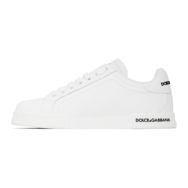 돌체앤가바나 Dolce&Gabbana White Leather Sneakers 241003M237018