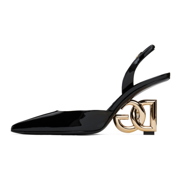  Dolce&Gabbana Black Patent Leather Slingback Heels 241003F122004
