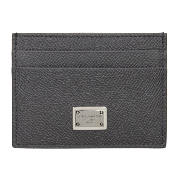  Dolce&Gabbana Gray Dauphine Calfskin Card Holder 241003M163010