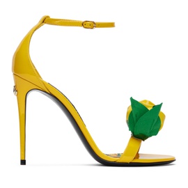 Dolce&Gabbana Yellow Vernice & Ricamo Fiore Sandals 241003F125004