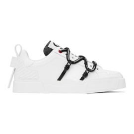 Dolce&Gabbana White Portofino Calfskin Patent Sneakers 241003M237028