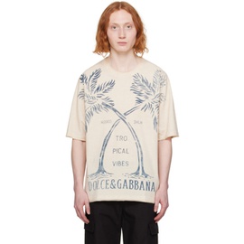 Dolce&Gabbana Beige Printed T-Shirt 241003M213003