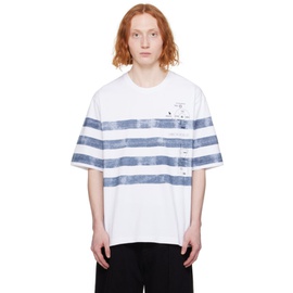 Dolce&Gabbana White Stripe T-Shirt 241003M213006