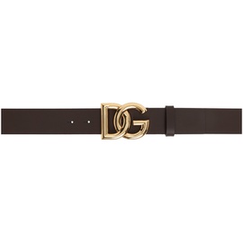 Dolce&Gabbana Brown Lux Leather DG Logo Belt 241003M131002