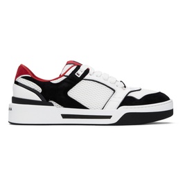 Dolce&Gabbana White & Black Mixed-Material New Roma Sneakers 241003M237038