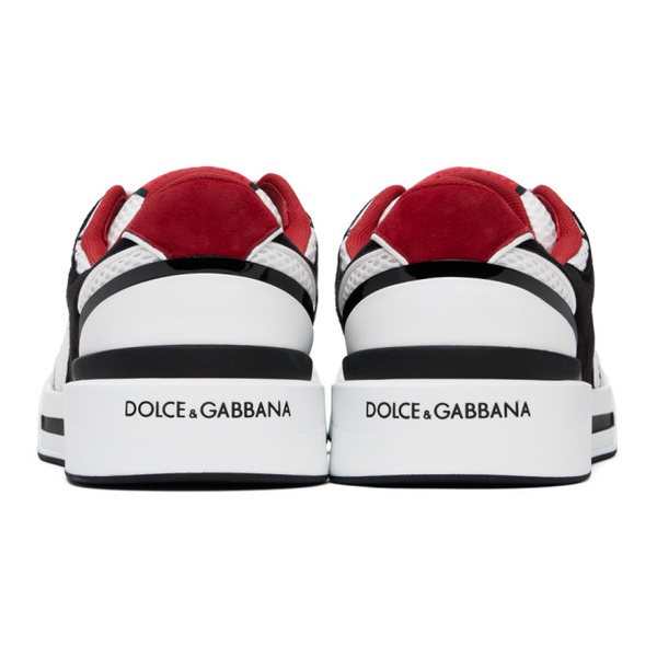 Dolce&Gabbana White & Black Mixed-Material New Roma Sneakers 241003M237038