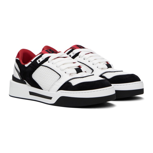  Dolce&Gabbana White & Black Mixed-Material New Roma Sneakers 241003M237038