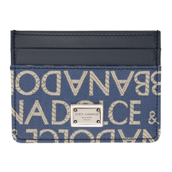  Dolce&Gabbana Navy Coated Jacquard Card Holder 241003M163002