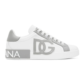 Dolce&Gabbana White & Gray Portofino Sneakers 241003M237051
