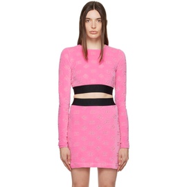Dolce&Gabbana Pink Flocked Long Sleeve T-Shirt 231003F110011