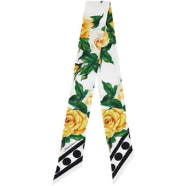 Dolce&Gabbana White & Yellow Printed Silk Twill Headscarf 241003F029000