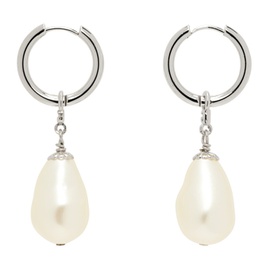 Dolce&Gabbana Silver & White Creole Teardrop Earrings 241003M144009
