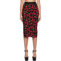 Dolce&Gabbana Black & Red Cherry Midi Skirt 232003F092002
