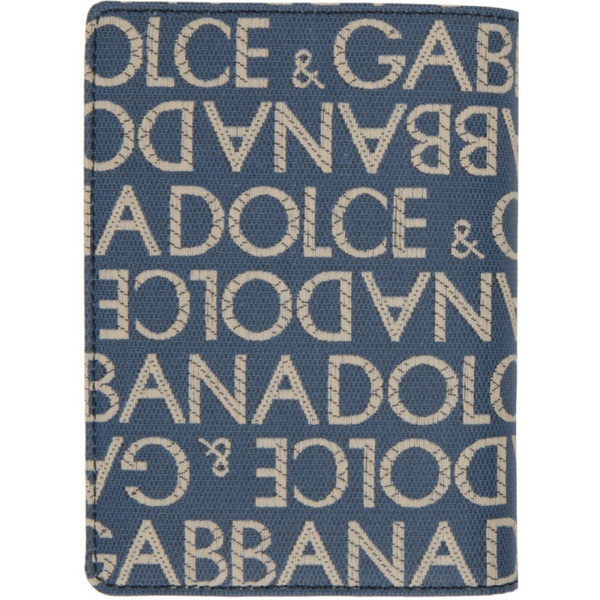  Dolce&Gabbana Blue Coated Jacquard Passport Holder 241003M164004