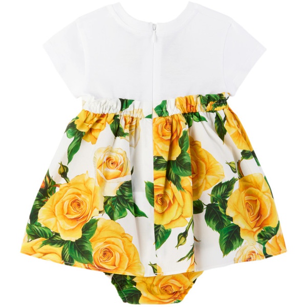  Dolce&Gabbana Baby Yellow Floral Dress & Bloomers Set 241003M691004