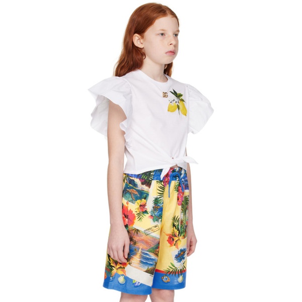  Dolce&Gabbana Kids White Ruffled T-Shirt 241003M703019