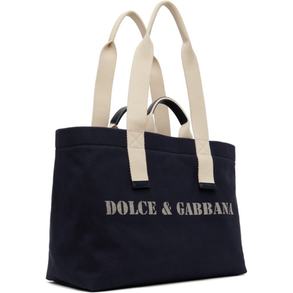  Dolce&Gabbana Navy Printed Drill Holdall Tote 241003M170001