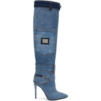 Dolce&Gabbana Blue Patchwork Boots 231003F115000