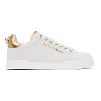 Dolce&Gabbana White & Gold Portofino Low Sneakers 232003F128000