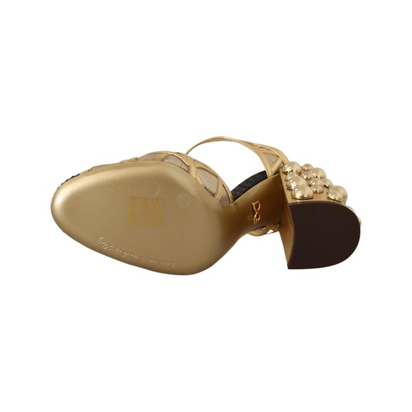 돌체앤가바나 돌체앤가바나 Dolce & Gabbana Studded Gold Leather Ankle Strap Shoes 7221357772932