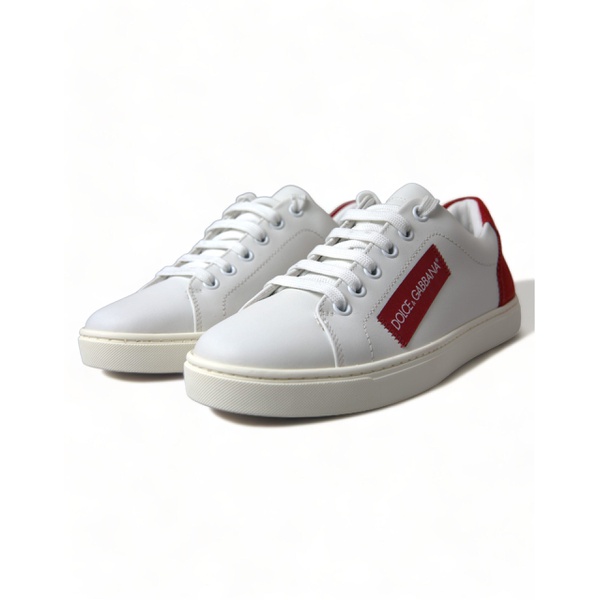 돌체앤가바나 돌체앤가바나 Dolce & Gabbana Chic White Leather Sneakers with Red Womens Accents 7215987064964
