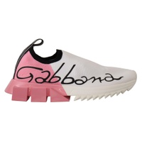 돌체앤가바나 Dolce & Gabbana Elegant Sorrento Slip-On Sneakers in White & Womens Pink 7199880937604