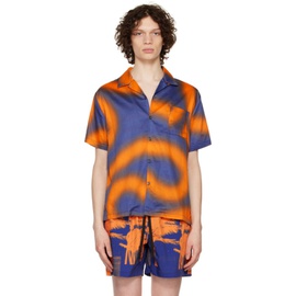 더블 레인보우 Double Rainbouu Orange & Blue Printed Shirt 231062M192016