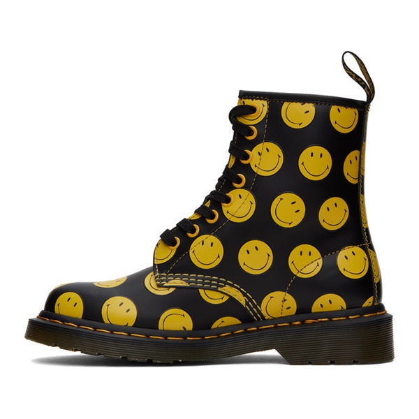 닥터마틴 닥터마틴 Dr. Martens Black & Yellow 1460 Smiley Boots 232399F113051