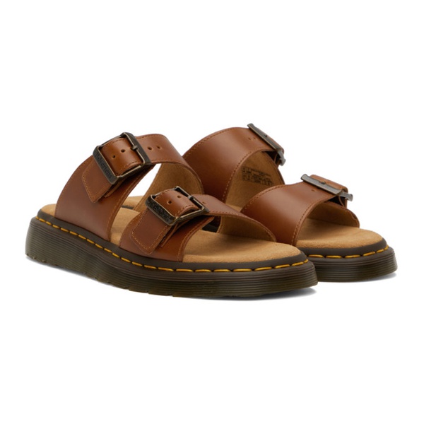 닥터마틴 닥터마틴 Dr. Martens Tan Josef Leather Buckle Slide Sandals 241399M234006