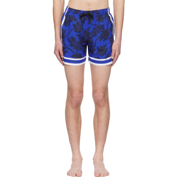  드리스 반 노튼 Dries Van Noten Blue Floral Swim Shorts 231358M208008