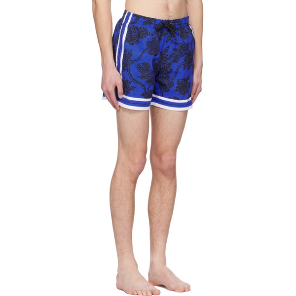  드리스 반 노튼 Dries Van Noten Blue Floral Swim Shorts 231358M208008