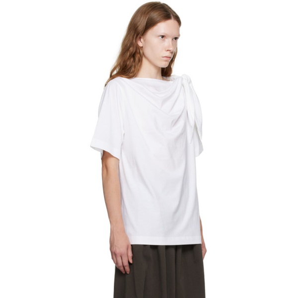  드리스 반 노튼 Dries Van Noten White Knotted T-Shirt 232358F110001
