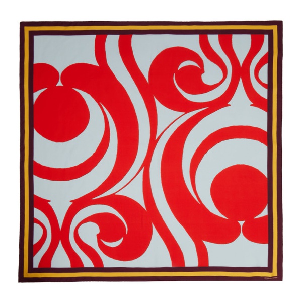  드리스 반 노튼 Dries Van Noten Red & Gray Ornate Motif Scarf 241358F029002