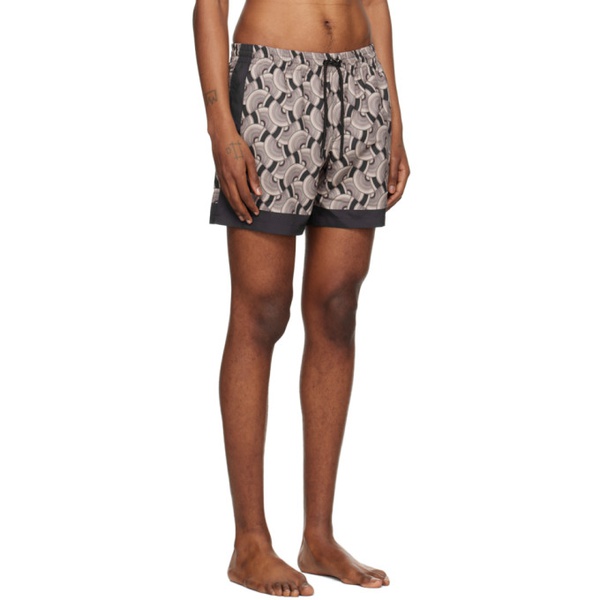  드리스 반 노튼 Dries Van Noten Taupe Printed Swim Shorts 241358M193002