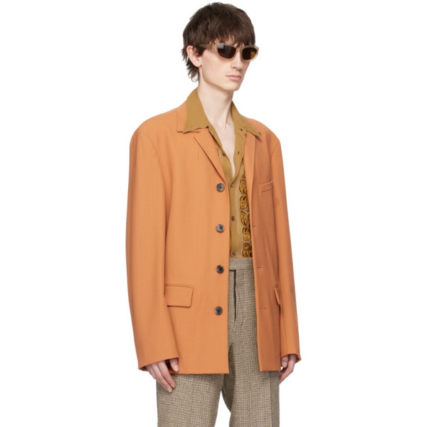  드리스 반 노튼 Dries Van Noten Orange Buttoned Blazer 241358M195048