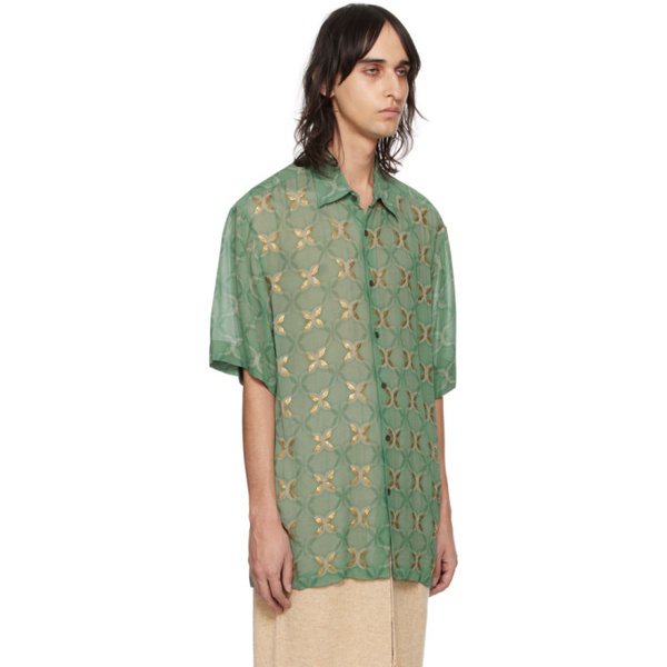  드리스 반 노튼 Dries Van Noten Green Sequinned Shirt 241358M192033