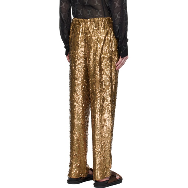  드리스 반 노튼 Dries Van Noten Gold Embellished Trousers 241358M191012