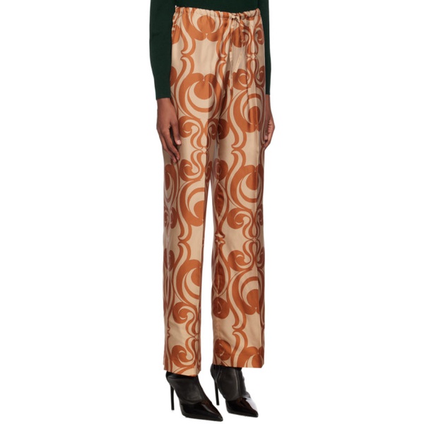  드리스 반 노튼 Dries Van Noten Brown Printed Trousers 241358F086007